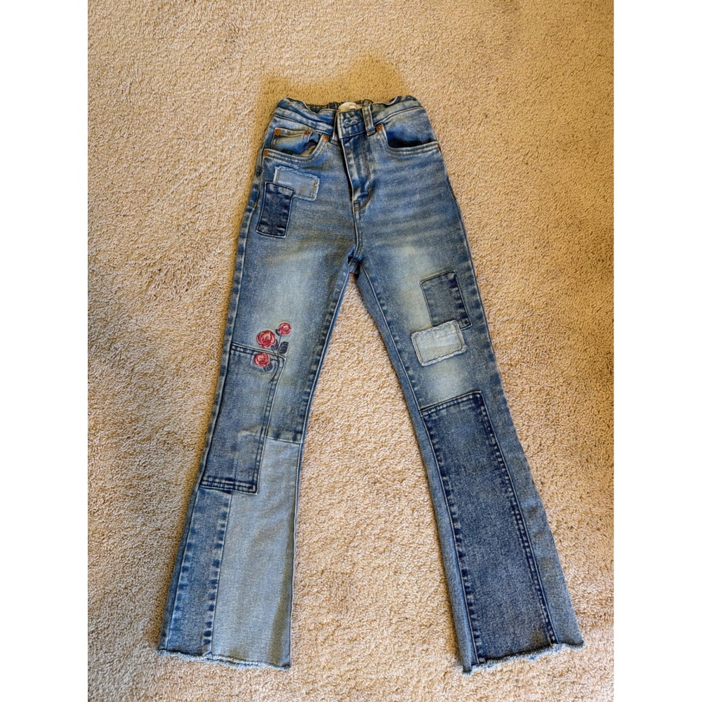 Kids Levi's Patchwork Floral Rose Embroidery 726 Flare Girls Jeans 8